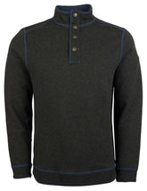 Tommy Bahama Men's Fliprider Snap Mock Reversible Pullover Sweatshirts Black Hthr Small